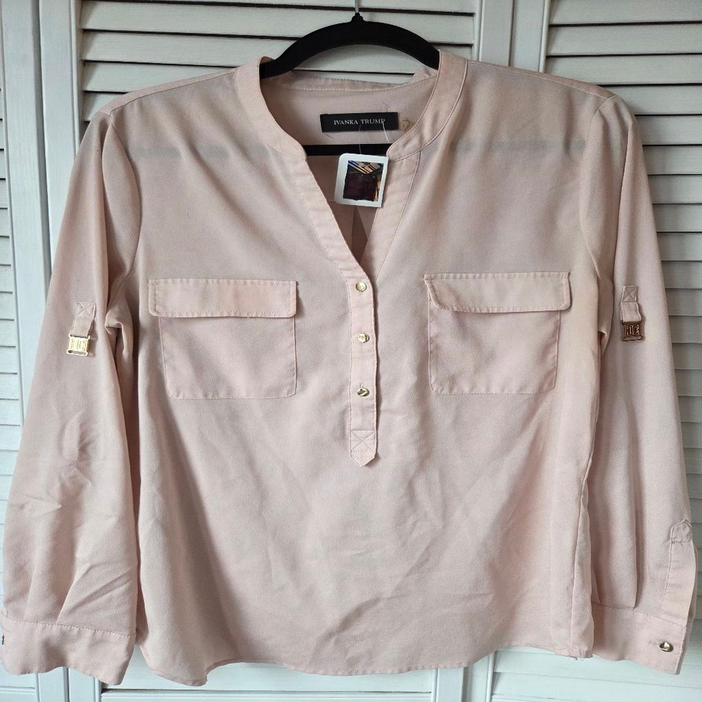 Women's IVANKA TRUMP Pink Long Sleeve Blouse L